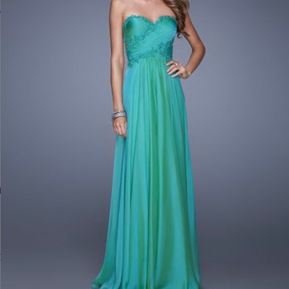 La Femme Jungle Green Strapless Gown - Picture 1 of 1